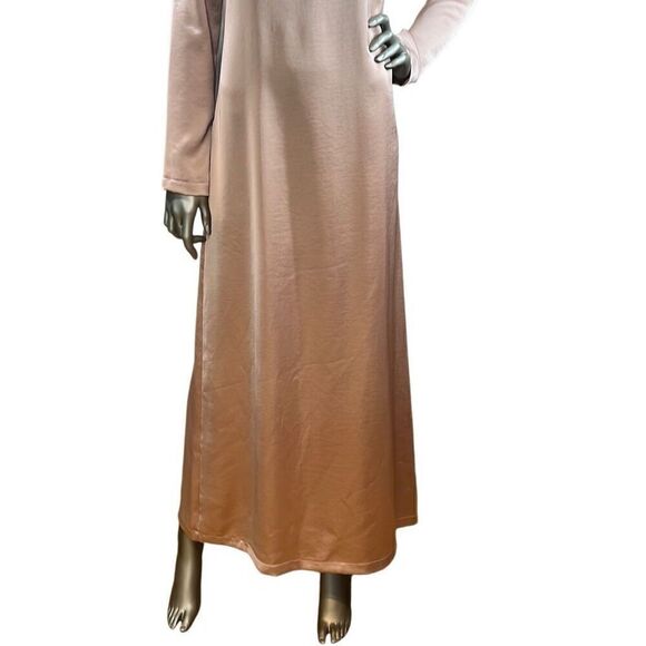 NWT SOALLURE Satin Blush Long Trapeze Dress (004) - Picture 6 of 16